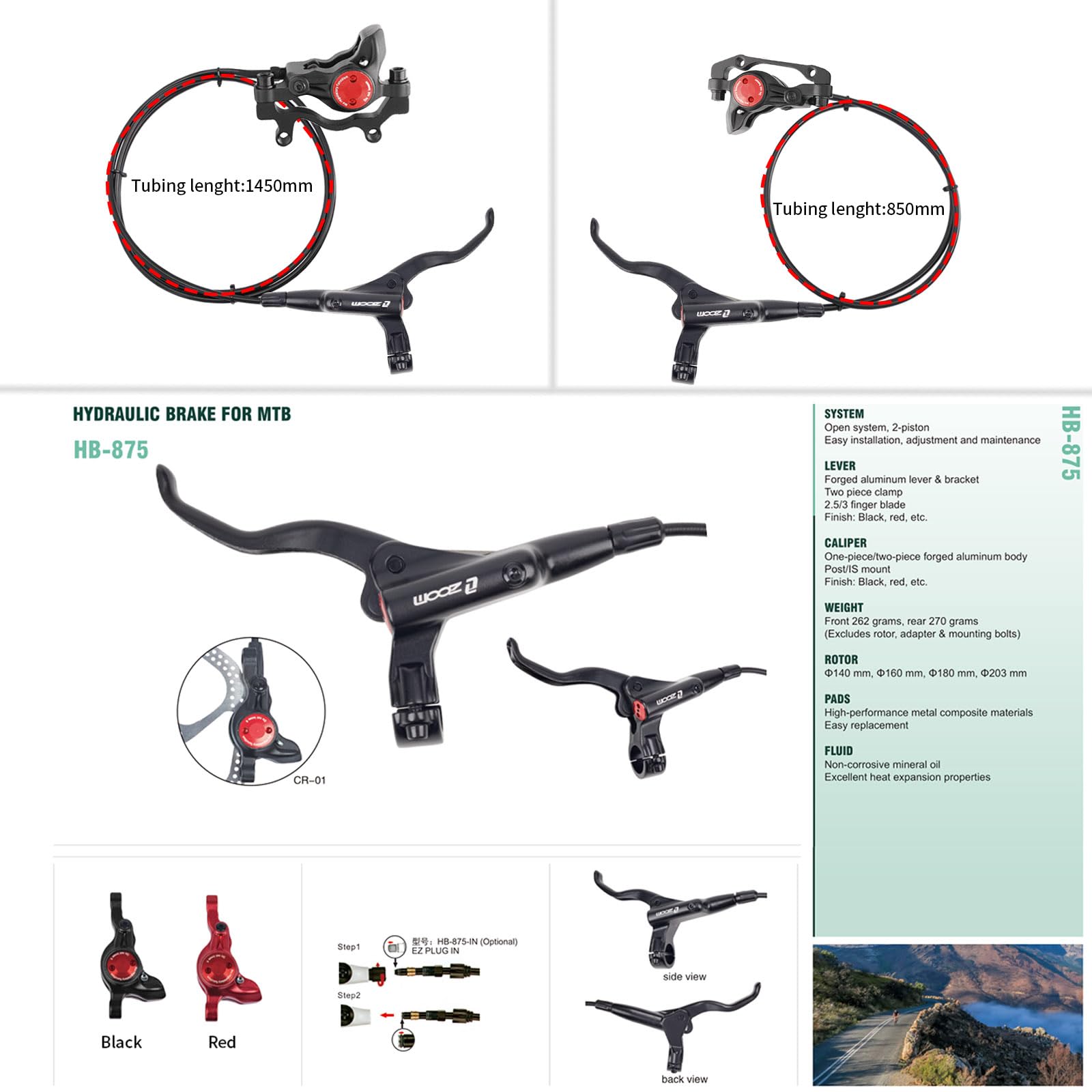 Amazon.com: HAIKS Zoom HB875 Hydraulic Disc Brakes Set, Red